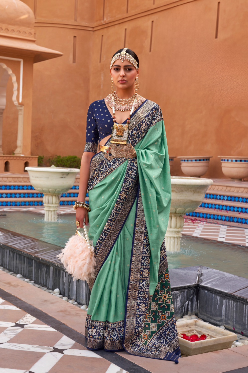 Elegant Zari Patola Saree with Polka Dot Woven Design