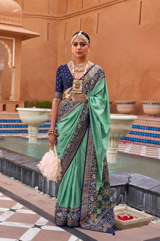 Elegant Zari Patola Saree with Polka Dot Woven Design