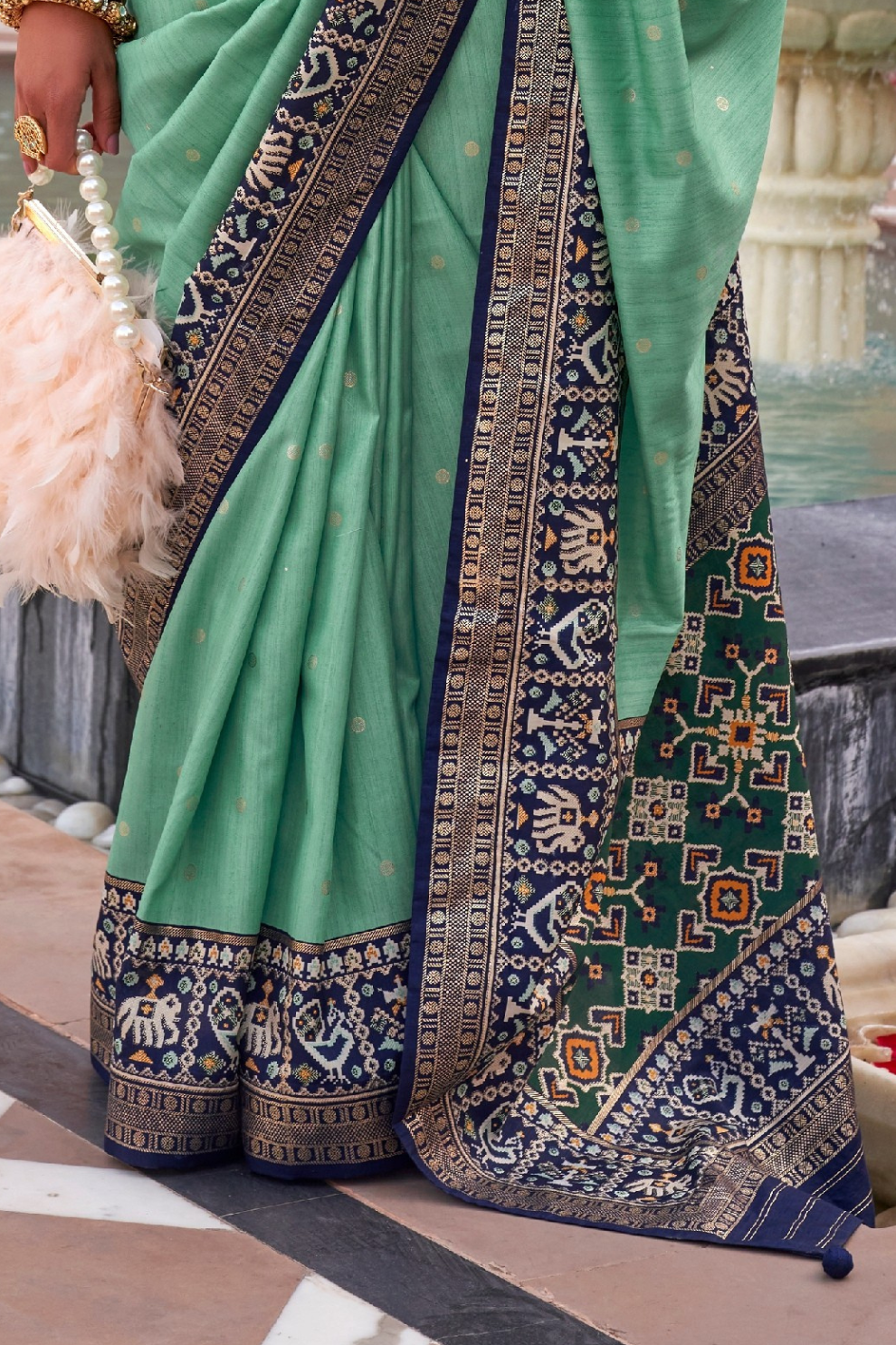Elegant Zari Patola Saree with Polka Dot Woven Design