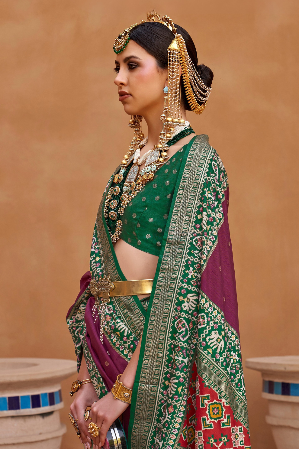 Elegant Zari Patola Saree with Polka Dot Woven Design