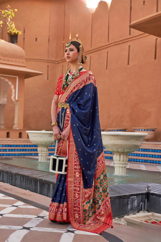 Elegant Zari Patola Saree with Polka Dot Woven Design