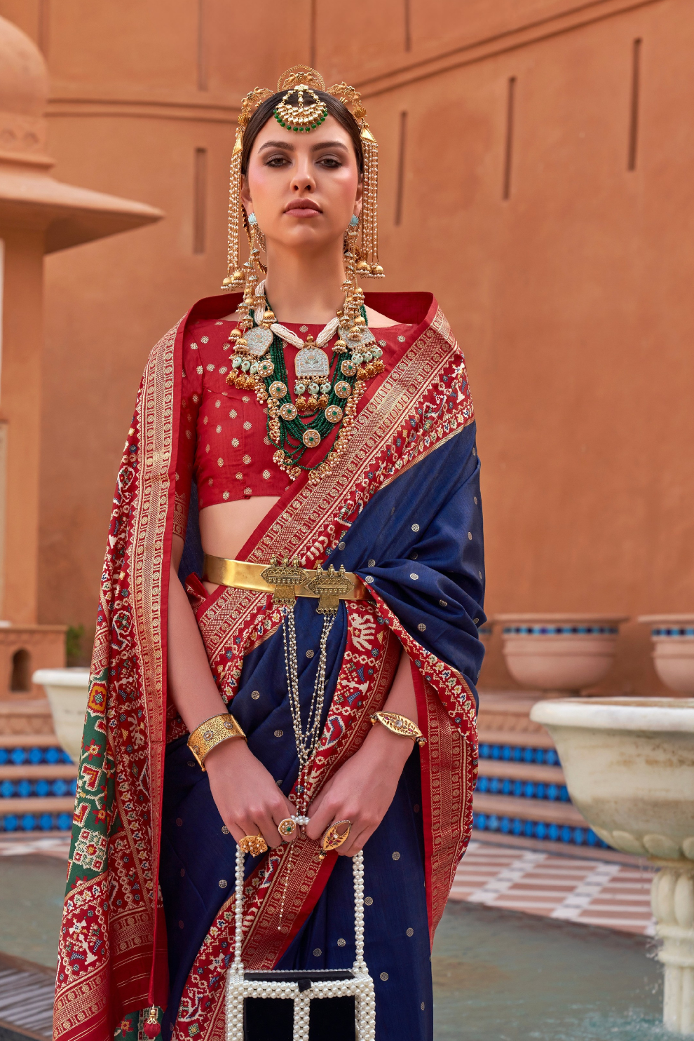 Elegant Zari Patola Saree with Polka Dot Woven Design