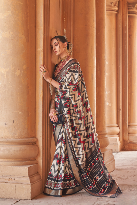 Ethnic Motif Zari Saree in Banarasi Weave Style