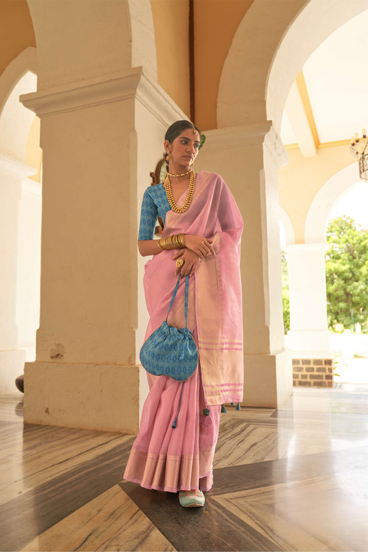 Grace in Every Drape Organza Tissue Saree with Sheer Elegance