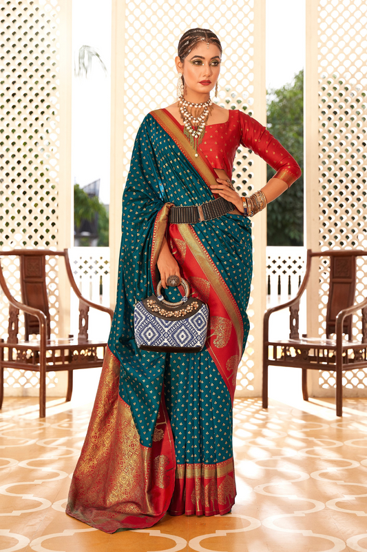 Soft Banarasi Paithani Saree with Copper Zari Weaving - LaVante Fashion