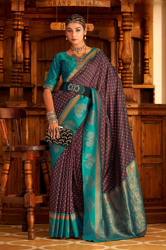 Soft Banarasi Paithani Saree with Copper Zari Weaving - LaVante Fashion