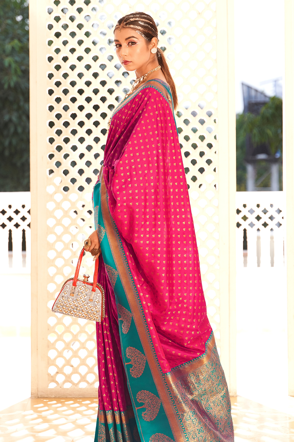 Soft Banarasi Paithani Saree with Copper Zari Weaving - LaVante Fashion