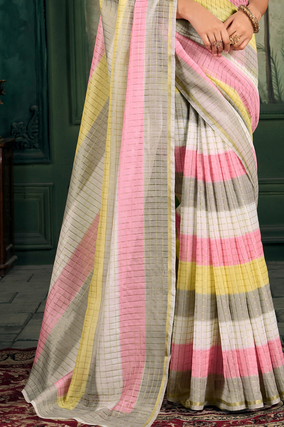Soft Chanderi Linen Fabric with Artistic Digital Print - LaVante Fashion