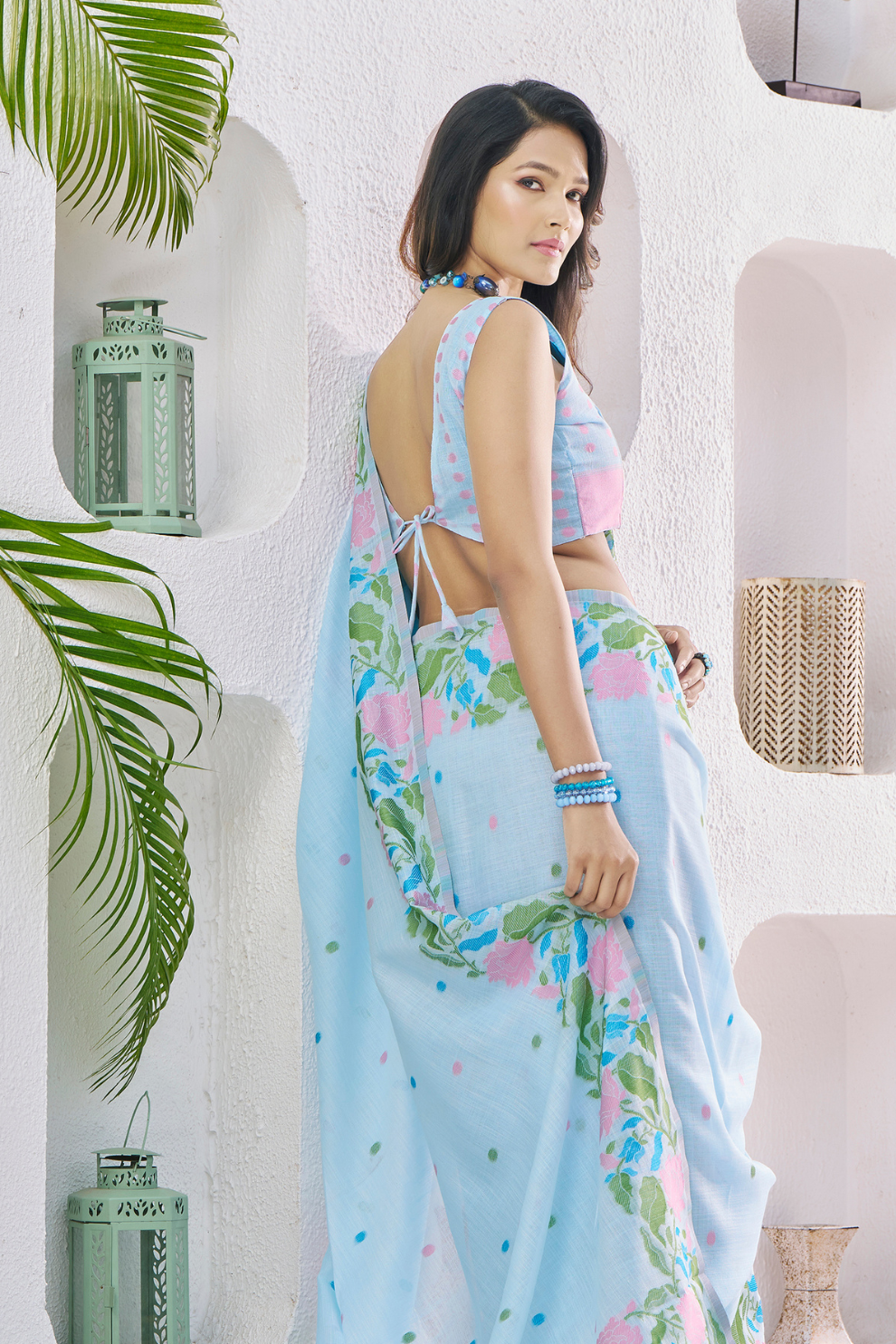 Soft Linen Saree with Natural Texture and Elegant Drape - LaVante Fashion