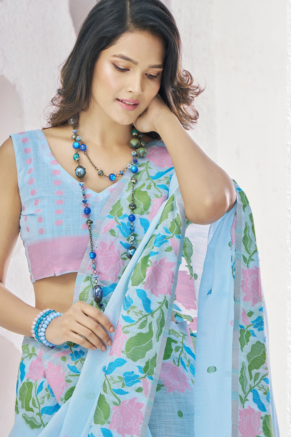 Soft Linen Saree with Natural Texture and Elegant Drape - LaVante Fashion