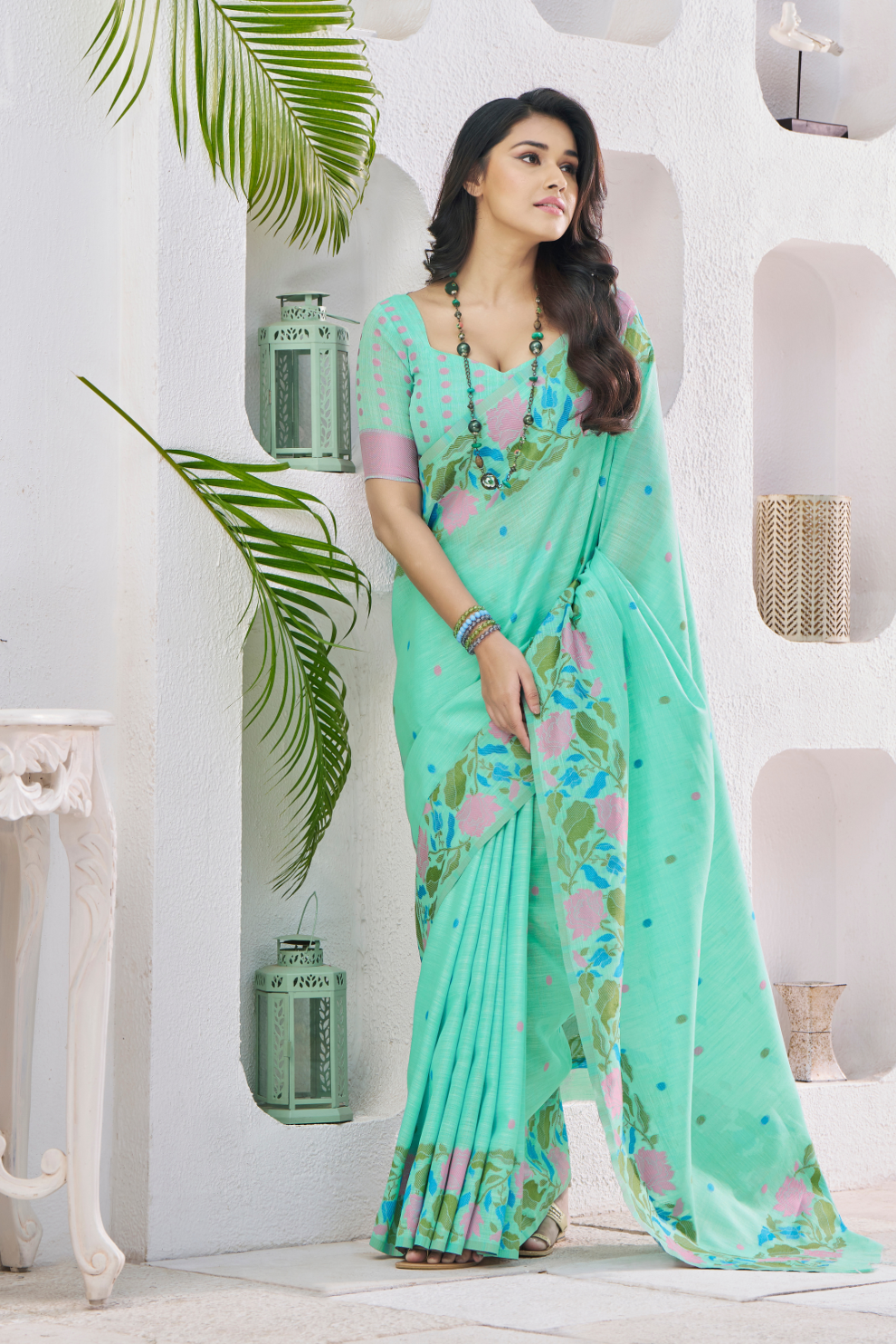 Soft Linen Saree with Natural Texture and Elegant Drape - LaVante Fashion