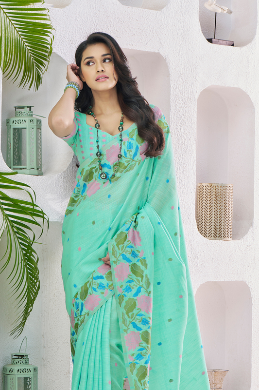 Soft Linen Saree with Natural Texture and Elegant Drape - LaVante Fashion