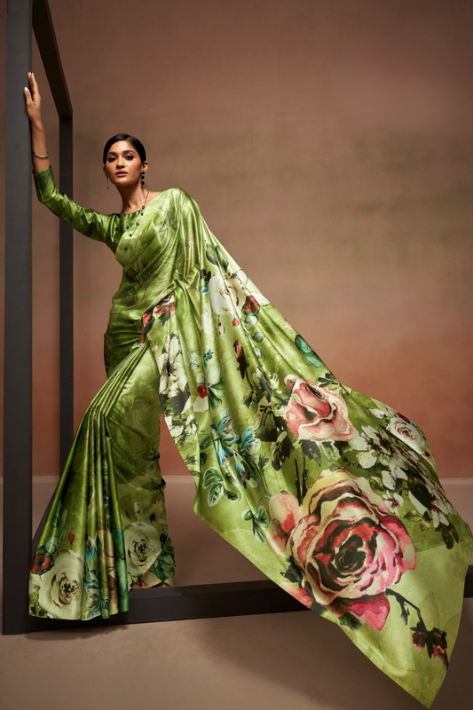Soft Satin Fabric with Elegant Digital Print - LaVante Fashion