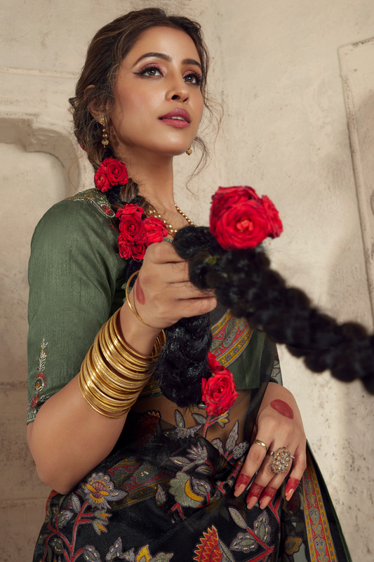 Elegance in Every Thread Designer Soft Brasso Organza With Beautiful Printed Saree