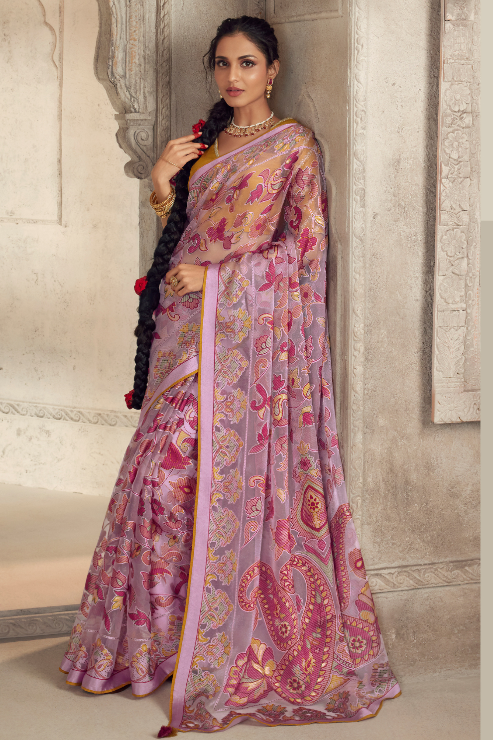 Elegance in Every Thread Designer Soft Brasso Organza With Beautiful Printed Saree