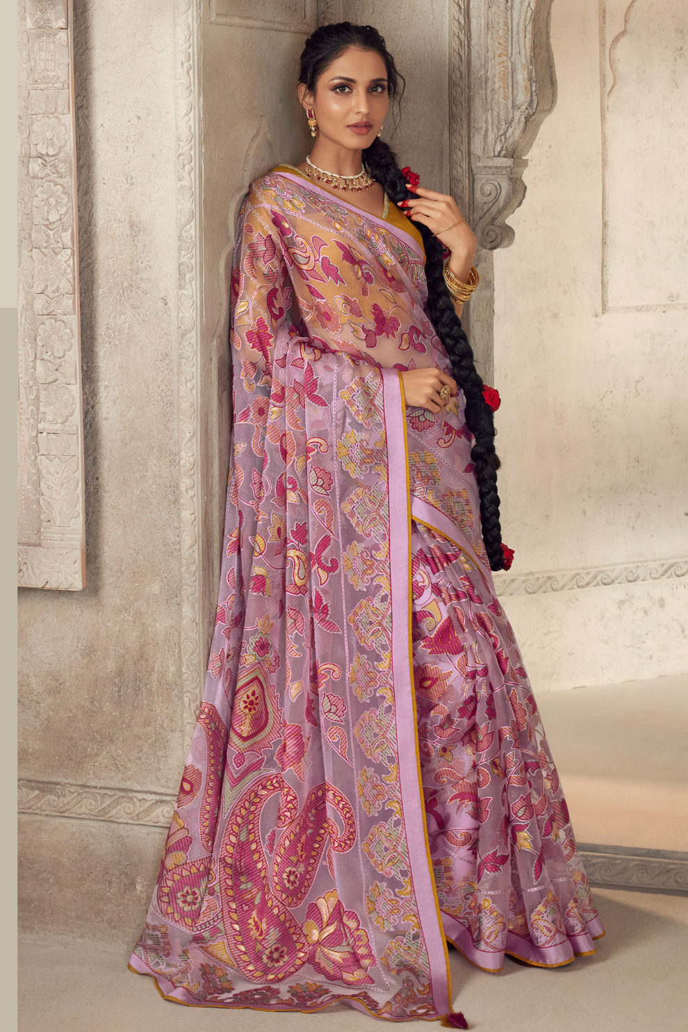 Elegance in Every Thread Designer Soft Brasso Organza With Beautiful Printed Saree