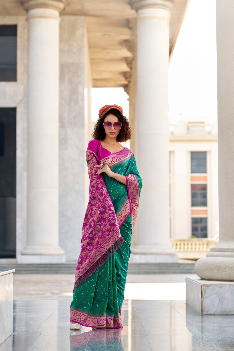 Soft Silk Saree with Ikkat Bandhani Fusion Design - LaVante Fashion