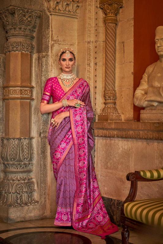 Vibrant Digital Printed Art Silk Saree with Contemporary Design