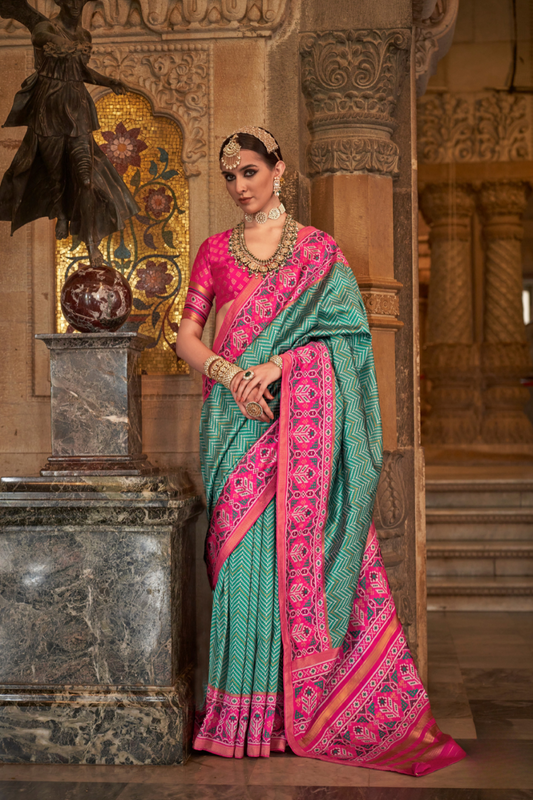 Vibrant Digital Printed Art Silk Saree with Contemporary Design