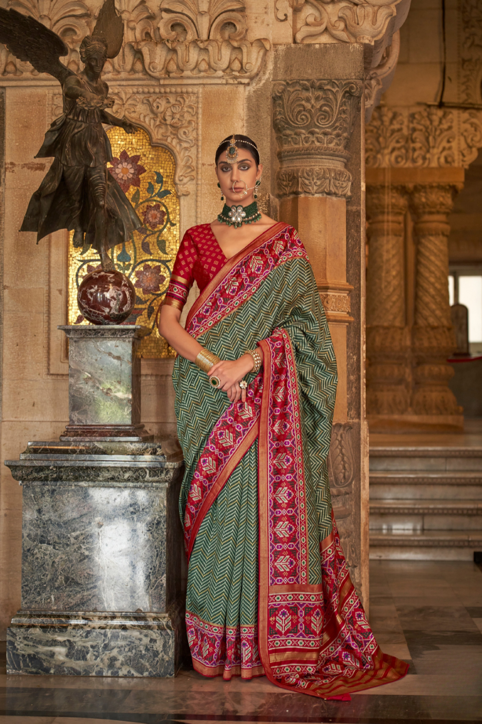 Vibrant Digital Printed Art Silk Saree with Contemporary Design