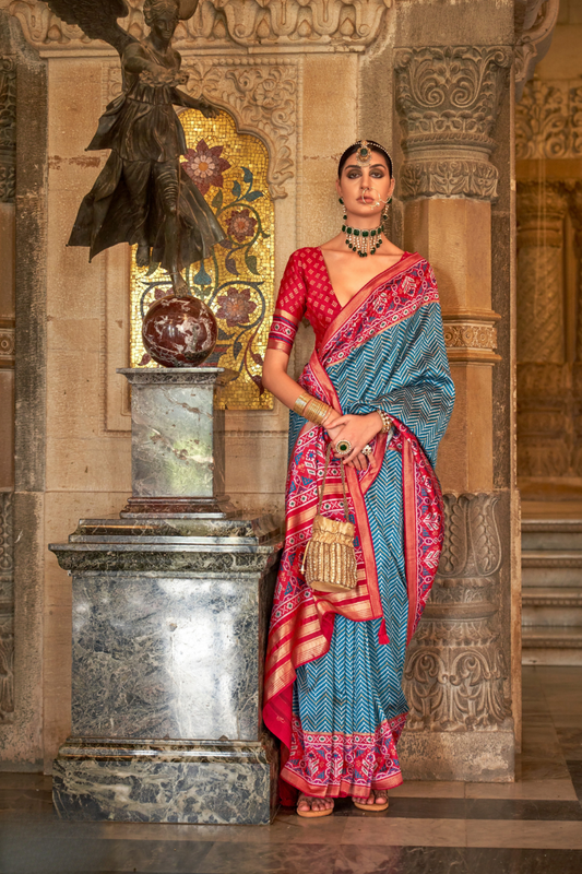 Vibrant Digital Printed Art Silk Saree with Contemporary Design
