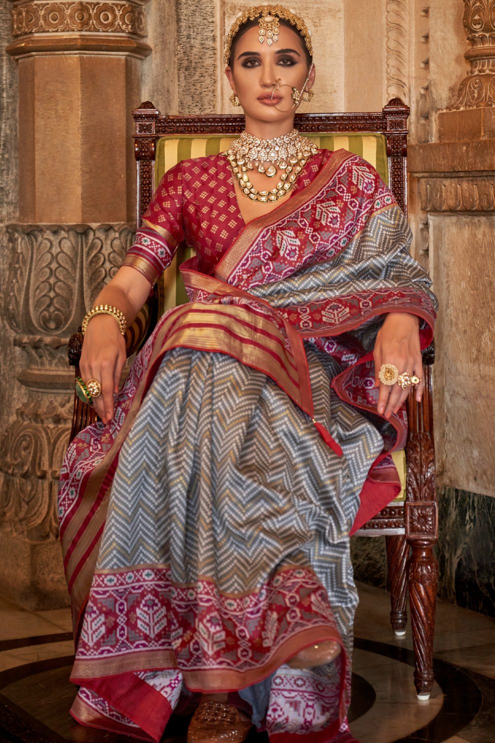 Vibrant Digital Printed Art Silk Saree with Contemporary Design