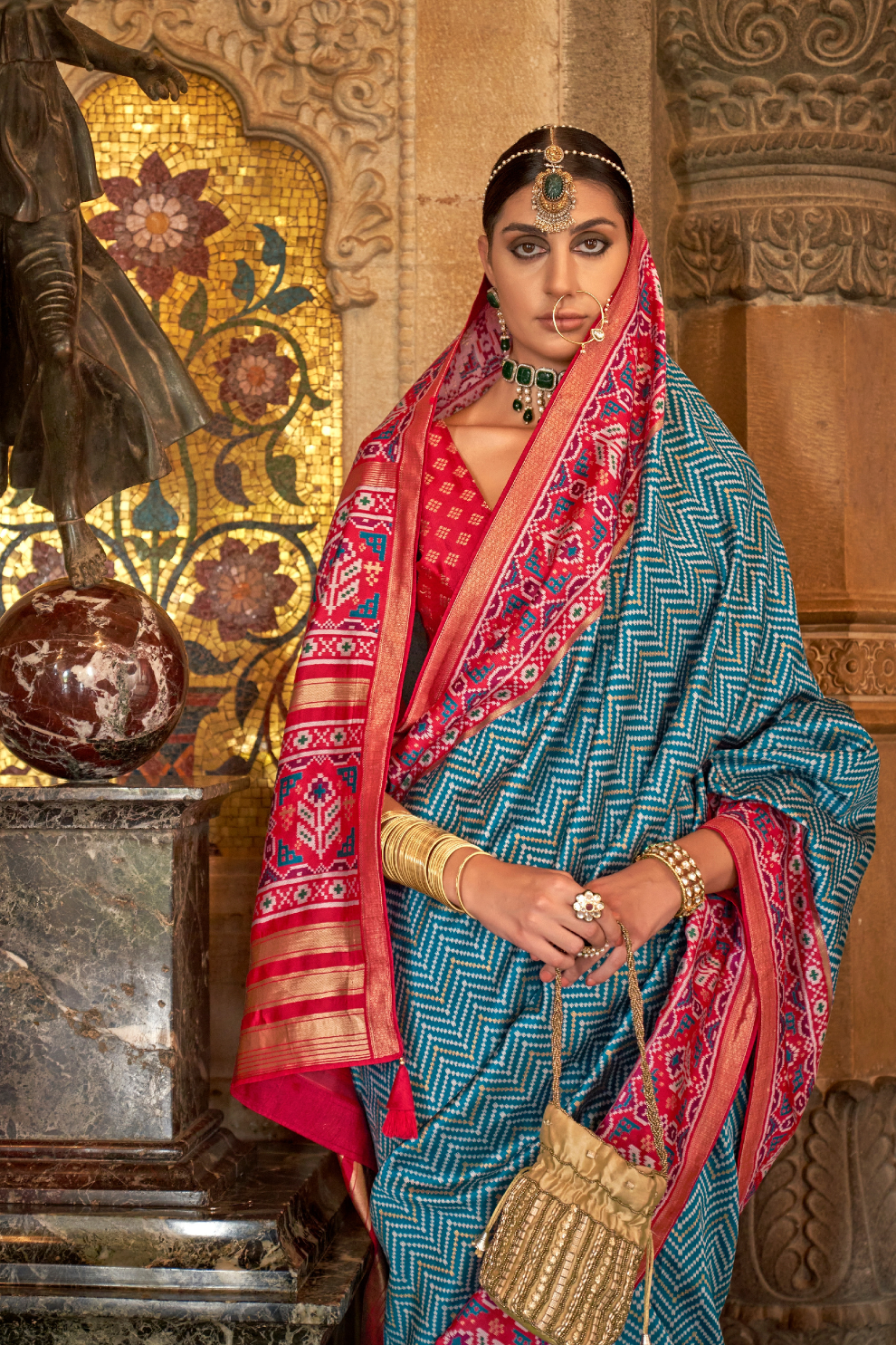 Vibrant Digital Printed Art Silk Saree with Contemporary Design