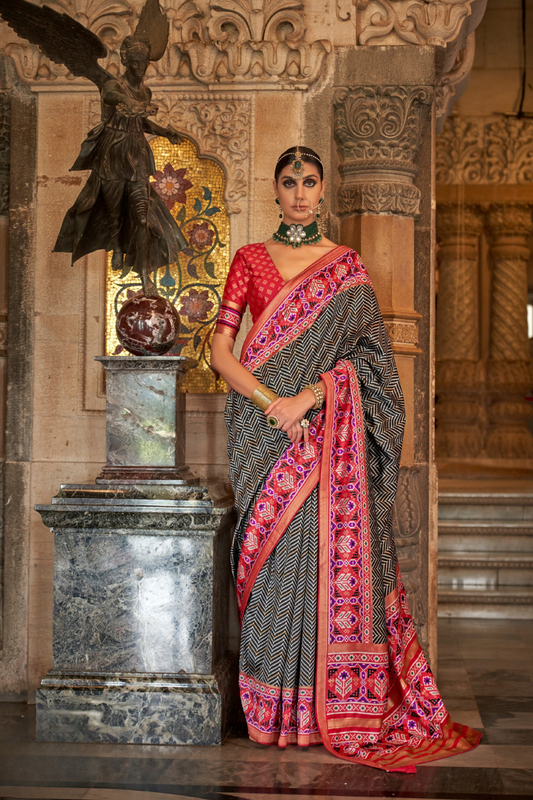 Vibrant Digital Printed Art Silk Saree with Contemporary Design