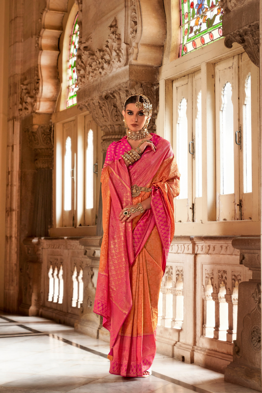 Premium Vichitra Silk Saree with Traditional Banarasi Woven Patterns