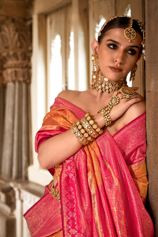 Premium Vichitra Silk Saree with Traditional Banarasi Woven Patterns