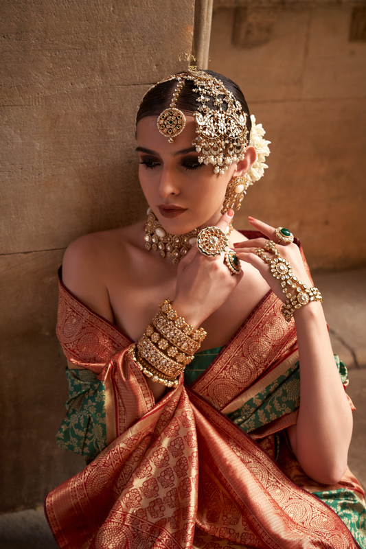 Premium Vichitra Silk Saree with Traditional Banarasi Woven Patterns