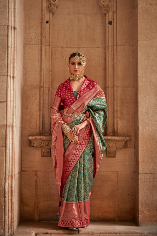 Premium Vichitra Silk Saree with Traditional Banarasi Woven Patterns