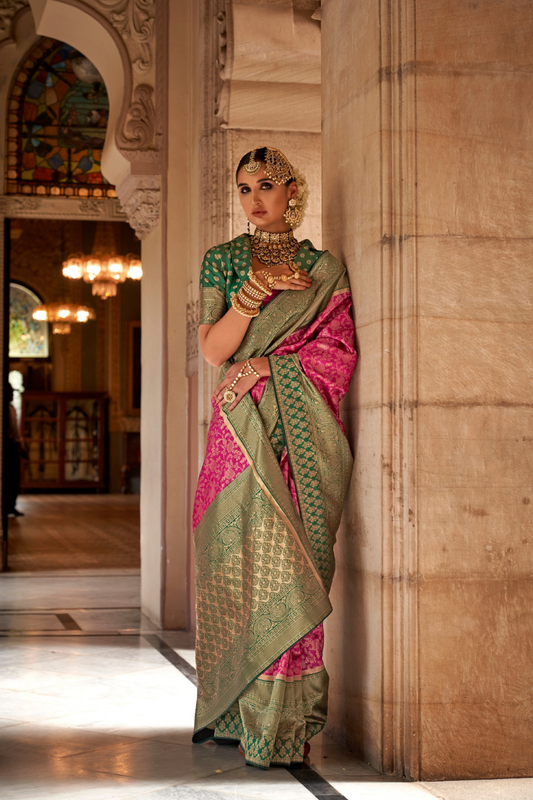 Premium Vichitra Silk Saree with Traditional Banarasi Woven Patterns