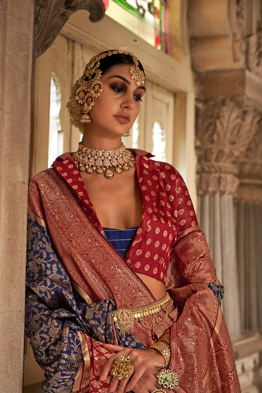 Premium Vichitra Silk Saree with Traditional Banarasi Woven Patterns