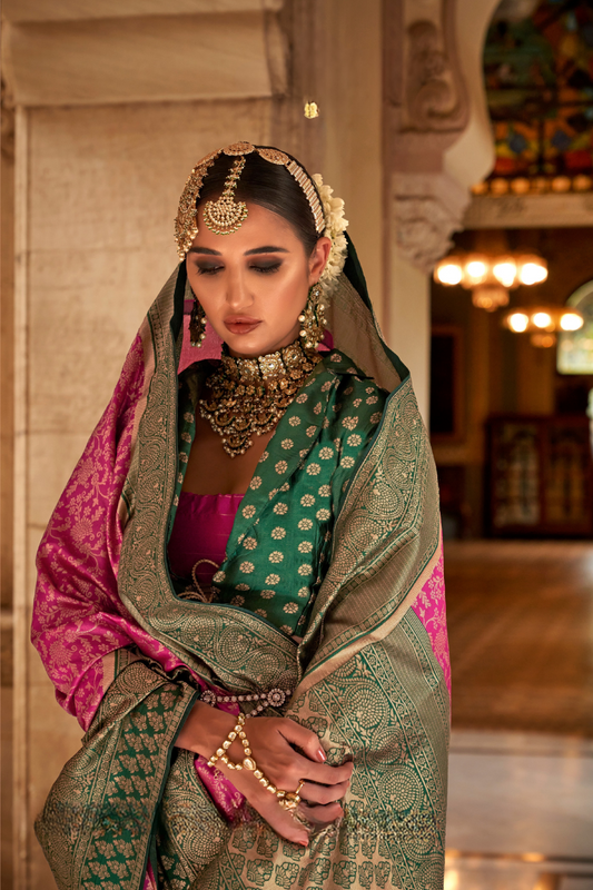 Premium Vichitra Silk Saree with Traditional Banarasi Woven Patterns