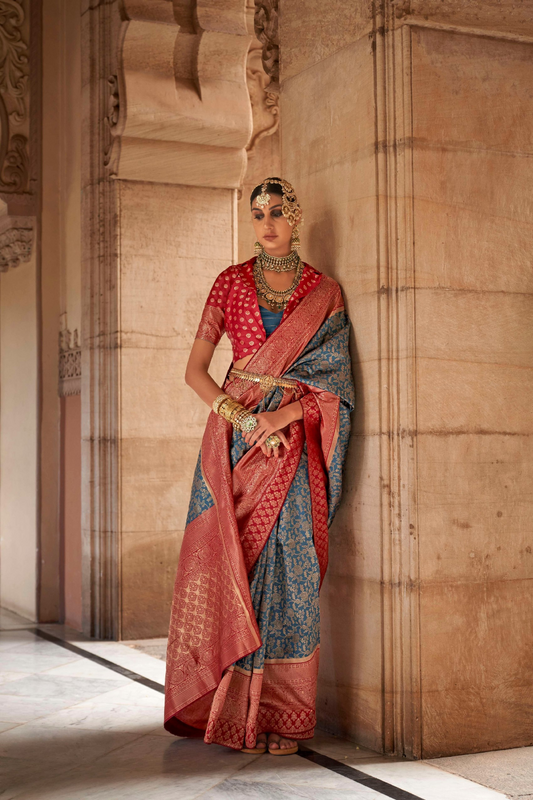 Premium Vichitra Silk Saree with Traditional Banarasi Woven Patterns