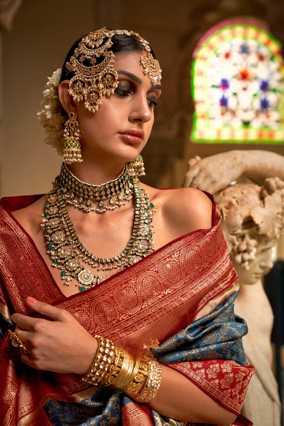 Premium Vichitra Silk Saree with Traditional Banarasi Woven Patterns