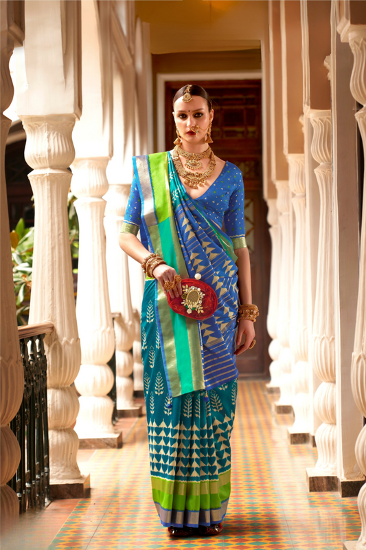 Designer Saree in Polyester Viscose Silk with Floreem Finish