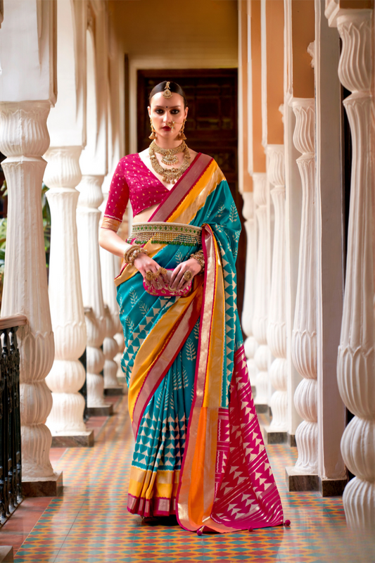 Designer Saree in Polyester Viscose Silk with Floreem Finish