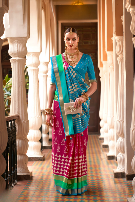 Designer Saree in Polyester Viscose Silk with Floreem Finish