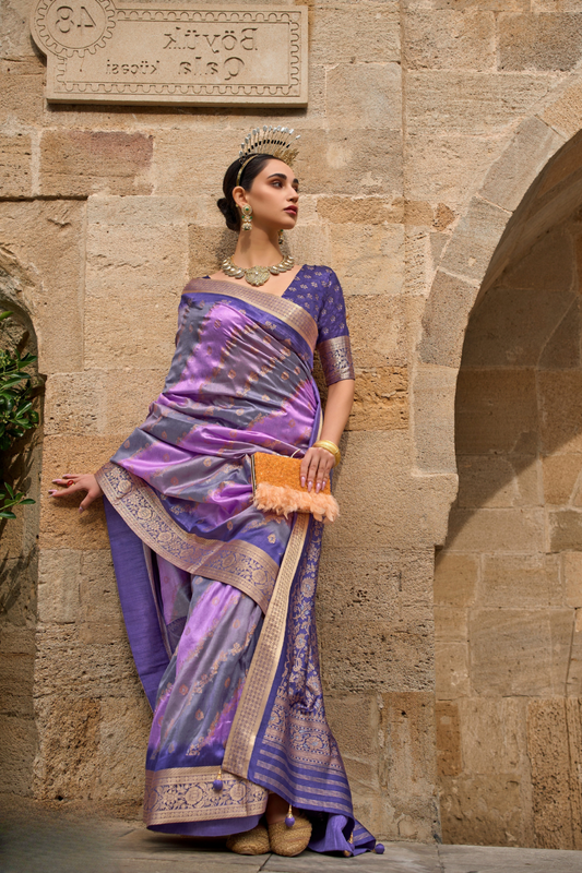 Designer Viscose Polyester Silk Saree with Aqua Effect Finish