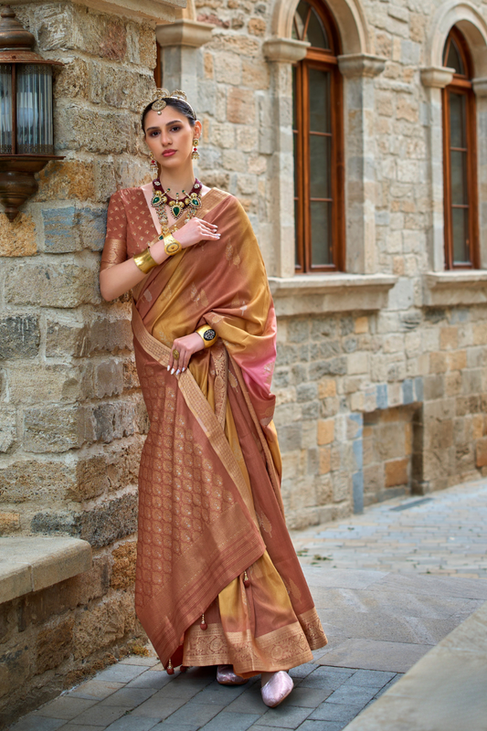 Designer Viscose Polyester Silk Saree with Aqua Effect Finish