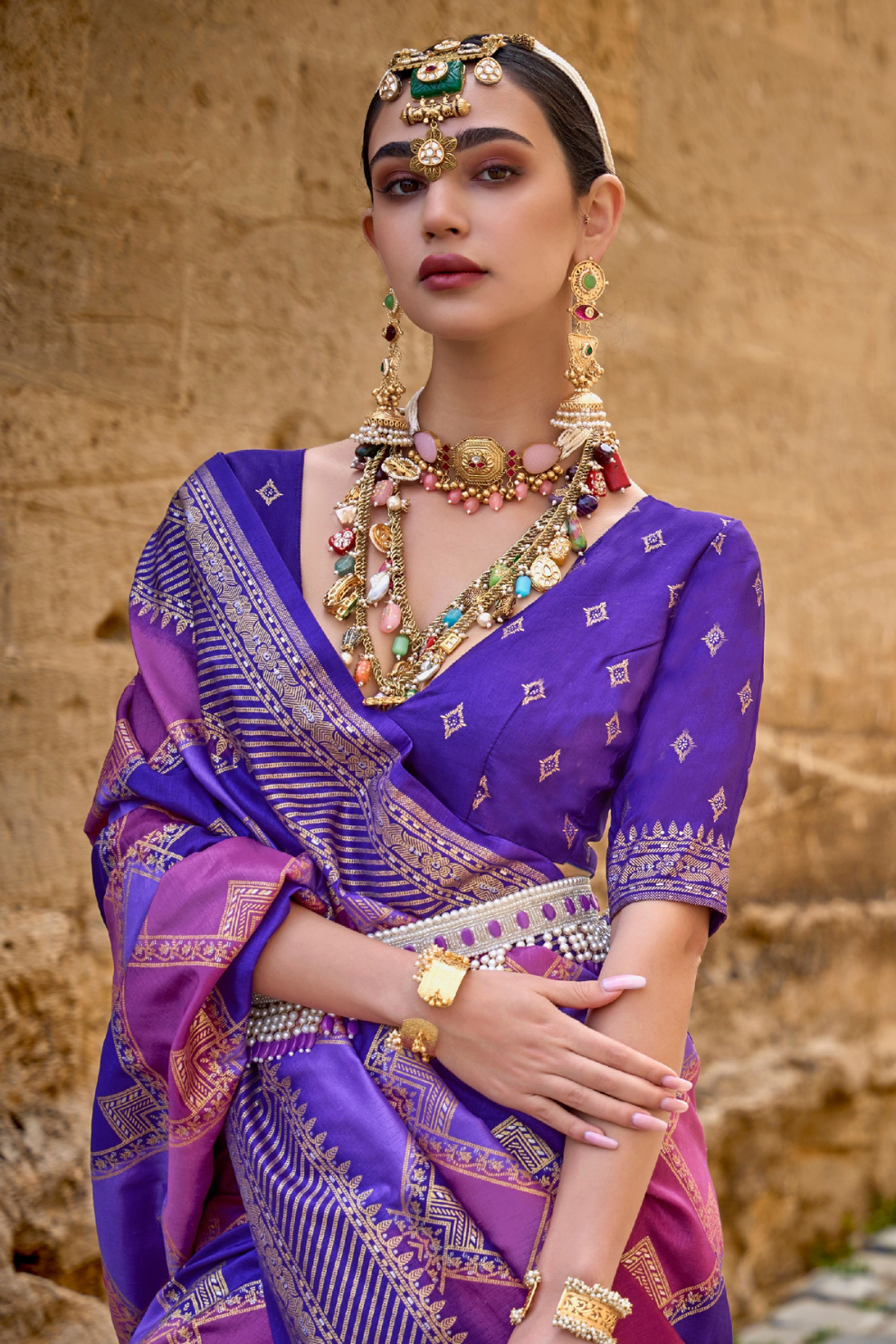 Graceful Aqua Effect Saree in Viscose Polyester Silk Fabric