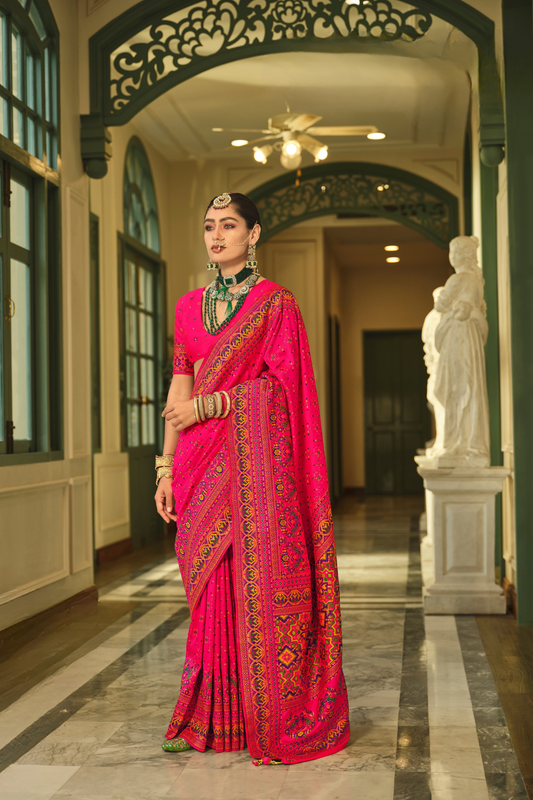 Traditional Banarasi Saree in Poly Viscose Silk with Meenakari Weave