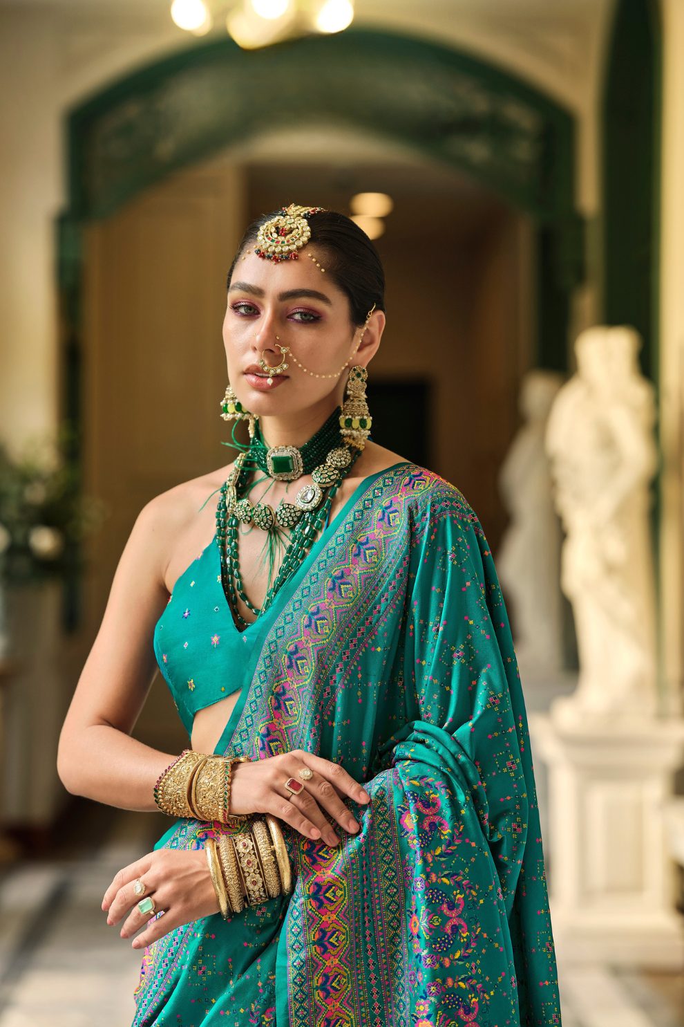 Traditional Banarasi Saree in Poly Viscose Silk with Meenakari Weave