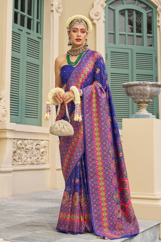 Handwoven Banarasi Silk Saree with Meenakari Kashmiri Designs