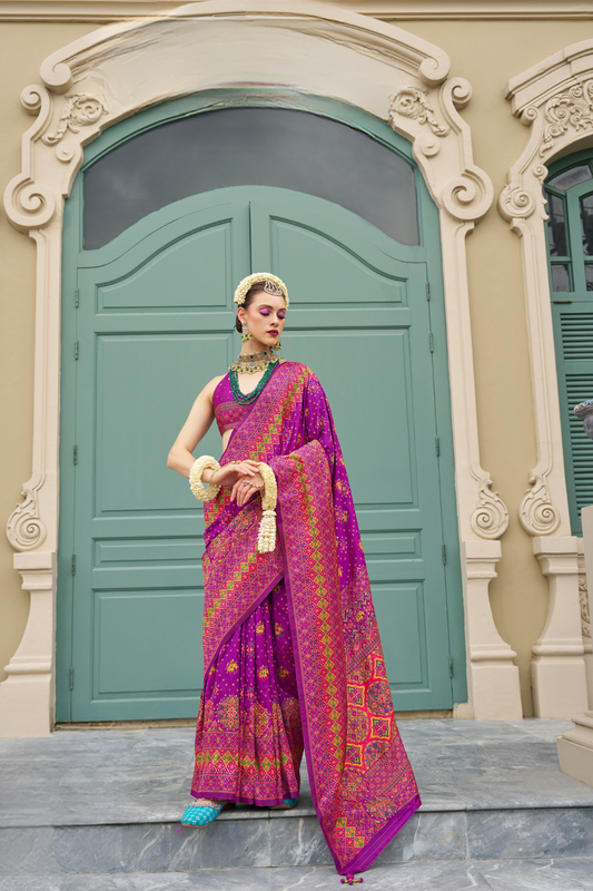 Handwoven Banarasi Silk Saree with Meenakari Kashmiri Designs