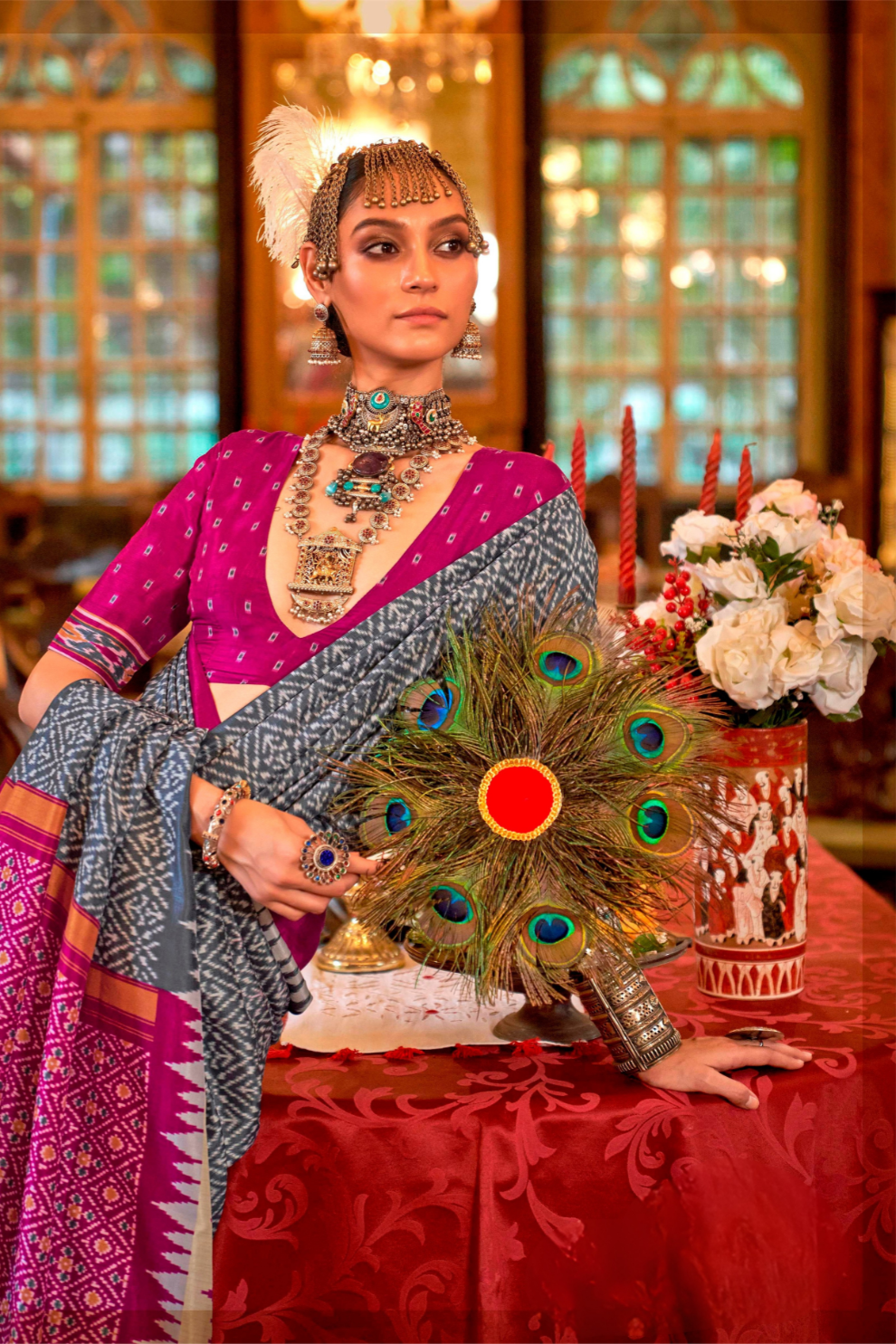 Super Polyester Viscose Silk Saree with Traditional Patola Design - LaVante Fashion