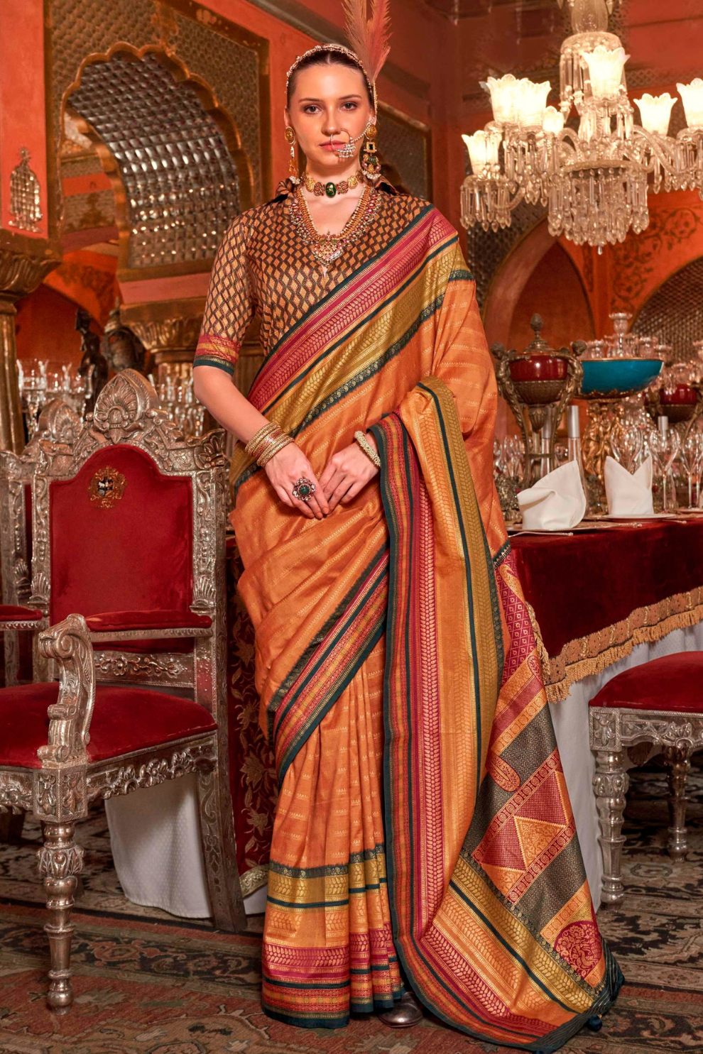 Super V.B. Silk Saree with Elite Gold Finish - LaVante Fashion