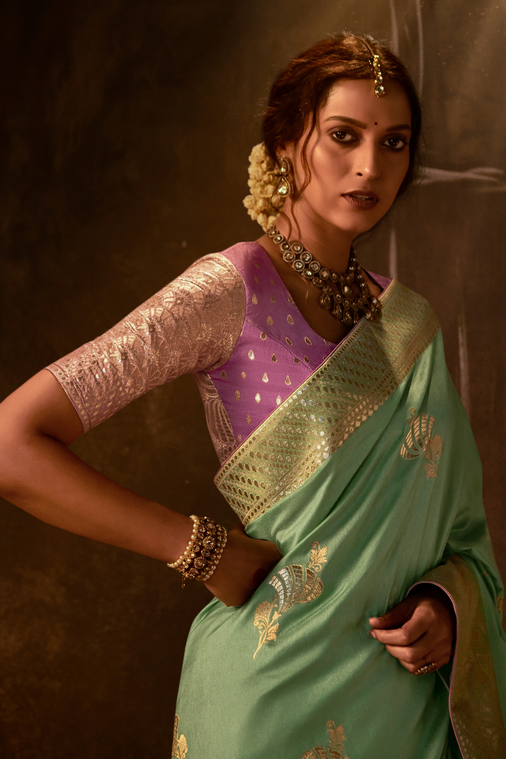 Royal Charm Pure Viscose Dola Silk Banarasi Saree with Designer Elegance